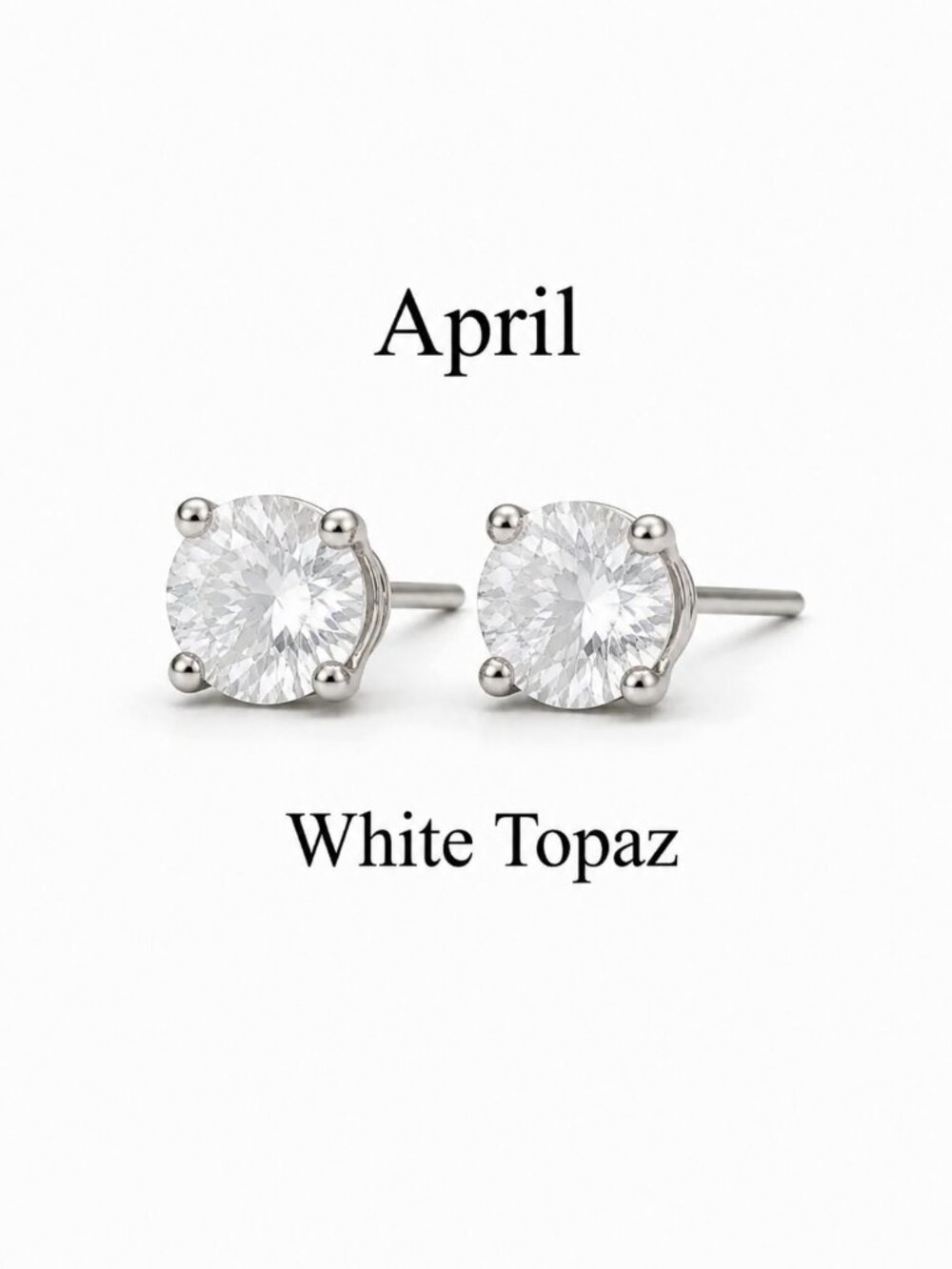 3mm White Topaz Stud Earrings | April Birthstone